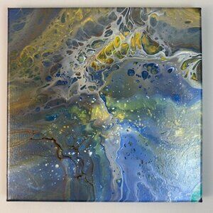 Stunning "Space Cells" Abstract Original Acrylic Painting 10" X 10" Canvas